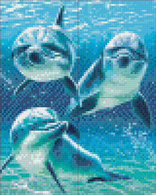 Dolphins Three Four [4] Baseplate PixelHobby Mini-mosaic Art Kit